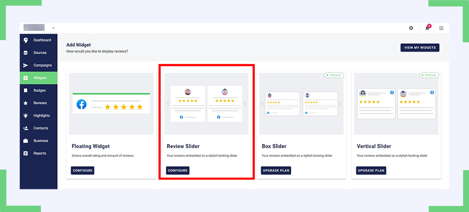 Review Slider widget