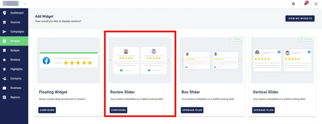 Review Slider widget