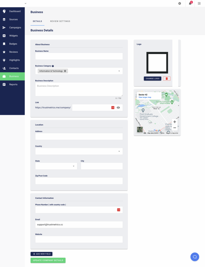 Update your business details