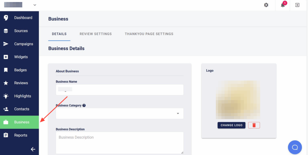 Business Details in Trustmetrics