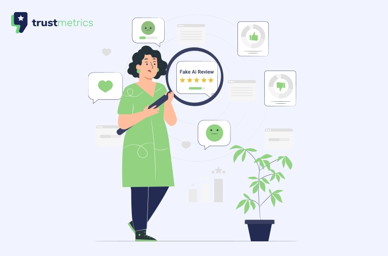 AI detecting fake online reviews on a digital interface