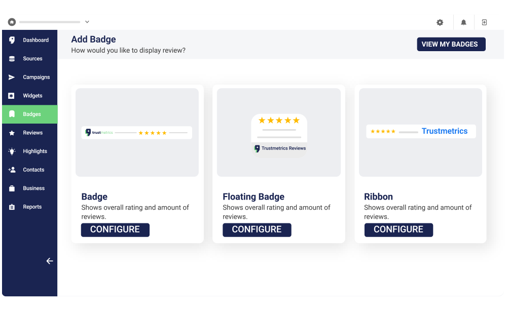 Access the Badge configuration