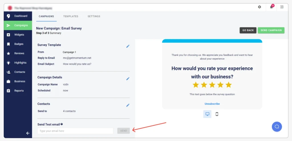 Review your campaign